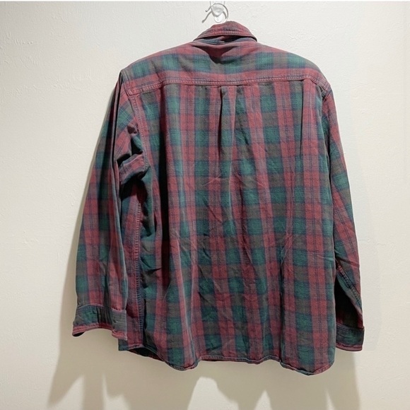 LL BEAN Men’s Red Green Plaid 100% Cotton Long Sleeve Button Down Shirt Size XL - Picture 3 of 7